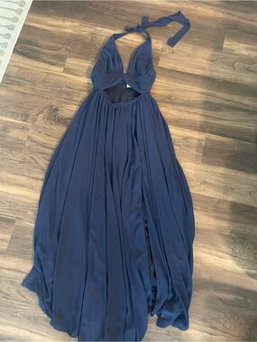 Navy Halter Maxi Dress